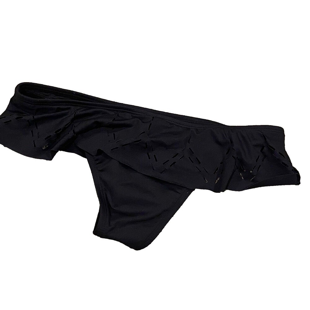 L Space Cut Out Ruffle Detail Bikini Bottom Women's Size S Black